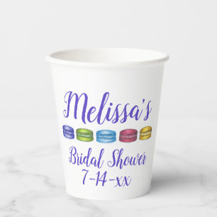 Pastel French Macaron Cookie Pastry Bridal Shower Paper Cups