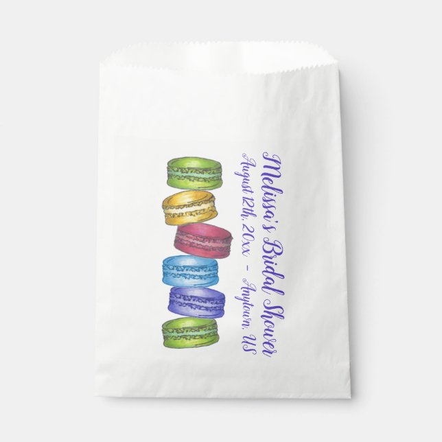 Pastel French Macaron Cookie Stack Bridal Shower Favour Bags (Front)