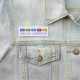 Pastel French Macaron Cookies Bakery Pastry Chef Name Tag