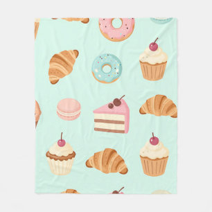 Pastel French Pastries Cute Dessert Pattern Fleece Blanket