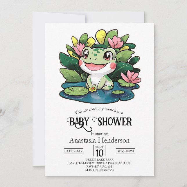 Pastel Frog Baby Shower Invitation (Front)