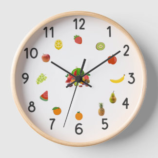 “Pastel Fruit Kitchen Clock – Decorative Wall Cloc
