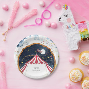 Pastel Fun Circus Birthday Paper Plate