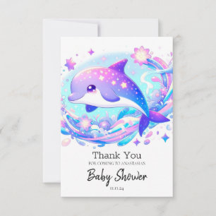 Pastel Fun Dolphin Baby Shower Thank You Card