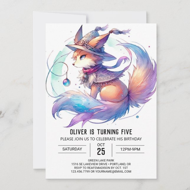  Pastel Fun Fox Birthday Invitation (Front)