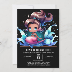 Pastel Fun Mermaid Birthday Invitation