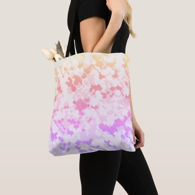 Pastel Funky Eclectic Boho Abstract Cloudy Sunset Tote Bag (Close Up)