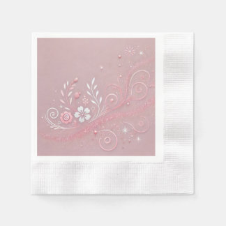 Pastel Fuschia Floral Motif Design Napkin