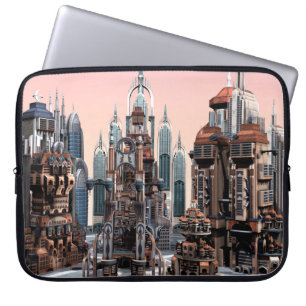 Pastel Futuristic City Fantasy Skyline Art Laptop Sleeve