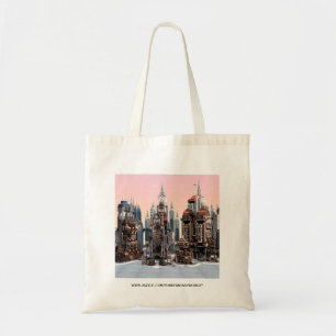 Pastel Futuristic City Fantasy Skyline Art Tote Bag