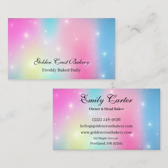 Pastel Galaxy Bakery Business Card Design (Front/Back)