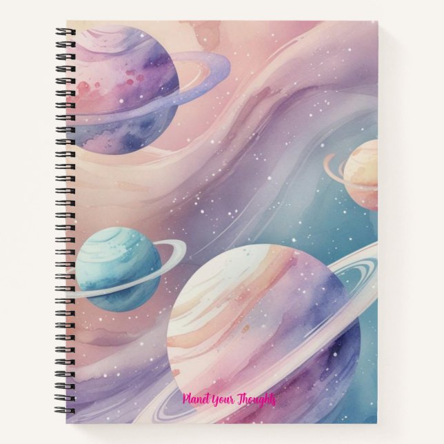 Pastel Galaxy Mist – Planet-Themed Soft Gradient N Notebook (Front)