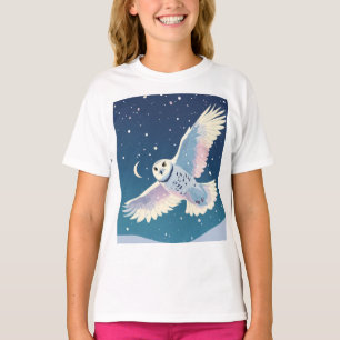 Pastel Galaxy Owl" Girls' Basic T-Shirt