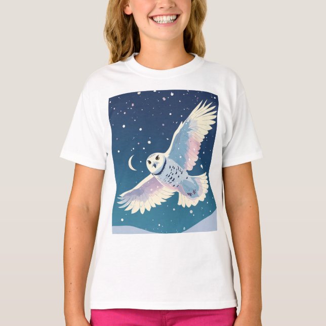 Pastel Galaxy Owl" Girls' Basic T-Shirt (Front)