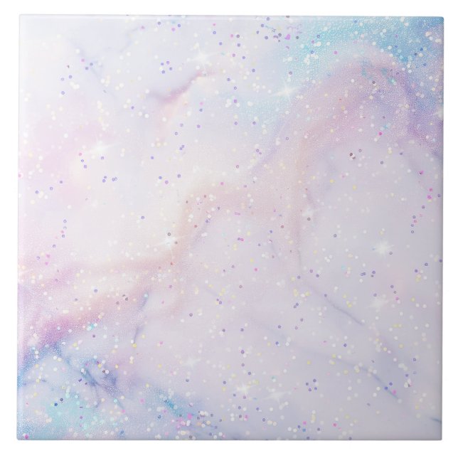 Pastel Galaxy Stardust Decorative Ceramic Tile (Front)
