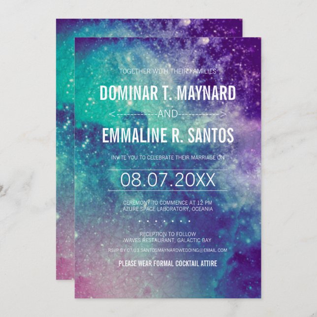 Pastel Galaxy Wedding Invites (Front/Back)