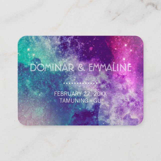 Pastel Galaxy Wedding Place Cards (Front)