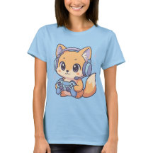 Pastel Gamer Fox T‑Shirt for Women