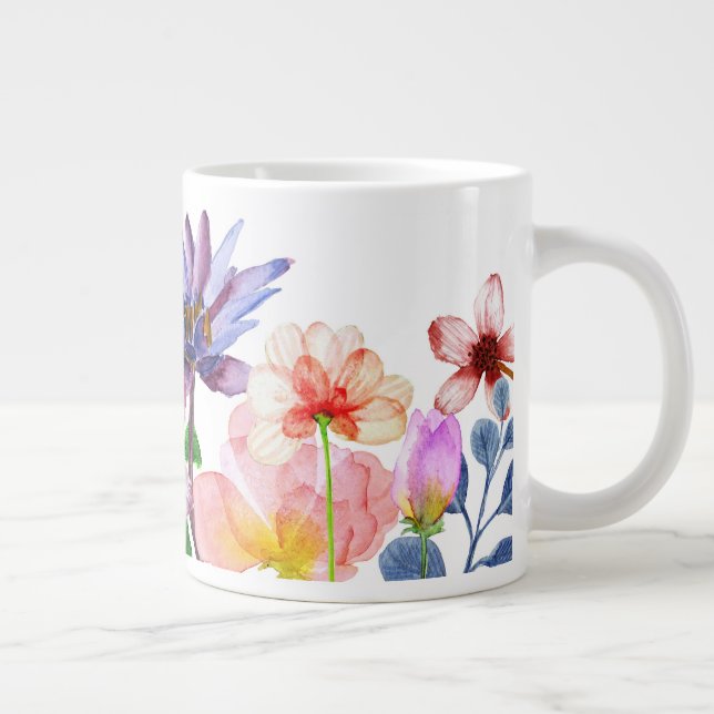 Pastel Garden Blooms Large Coffee Mug (Right)