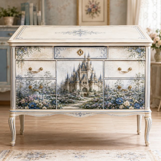 Pastel Garden Castle Decoupage Tissue Paper (Creator Uploaded)