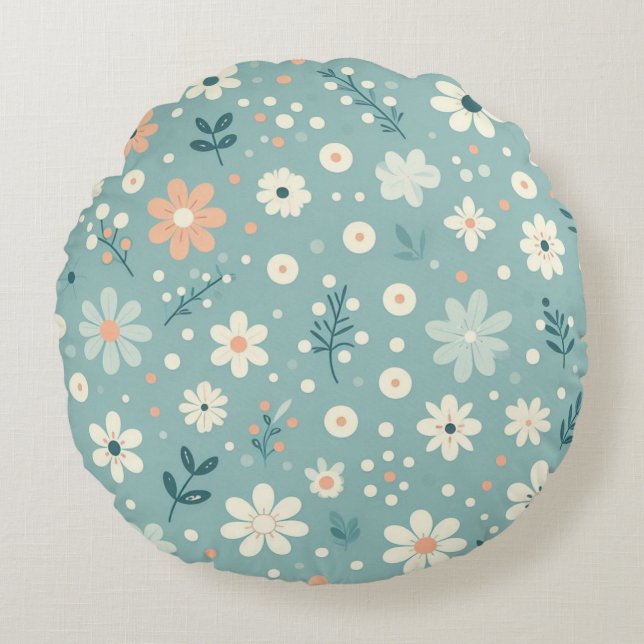 Pastel Garden Delight Round Cushion (Front)