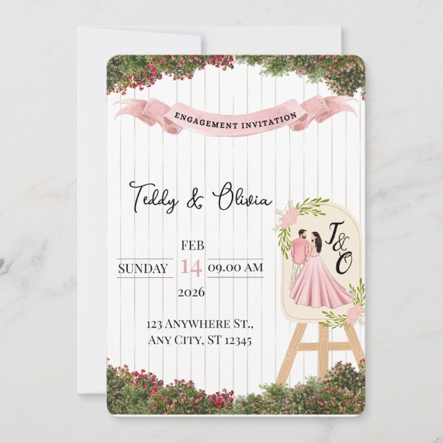 Pastel Garden Engagement Card (Front)