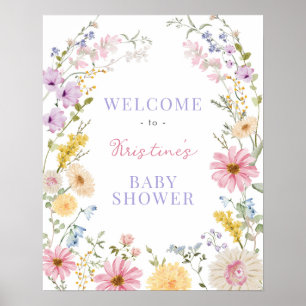 Pastel Garden Floral Baby in Bloom Shower Welcome  Poster