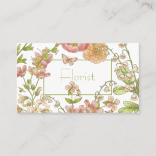 Pastel Garden Flowers Business Card