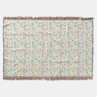 pastel garden watercolor florals throw blanket