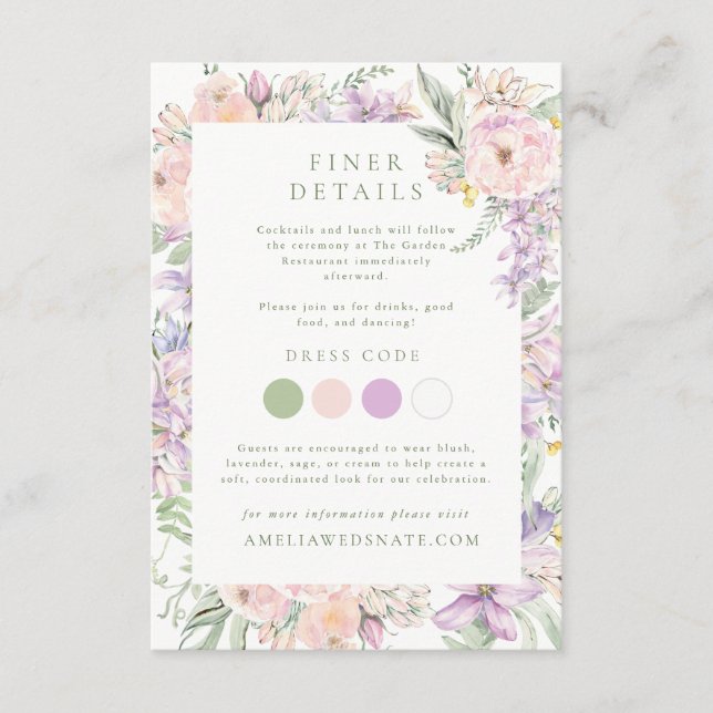 Pastel Garden Wedding Details Enclosure Card (Front)