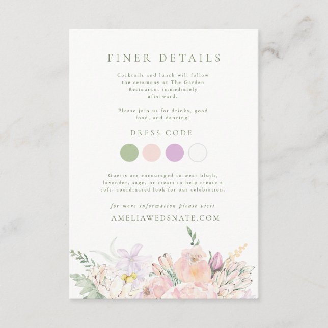 Pastel Garden Wedding Details Enclosure Card (Front)