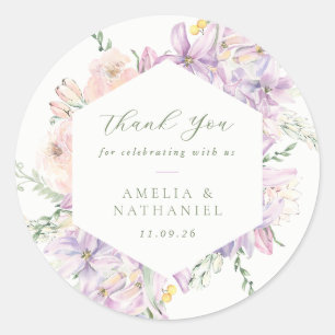 Pastel Garden Wedding Favour Classic Round Sticker