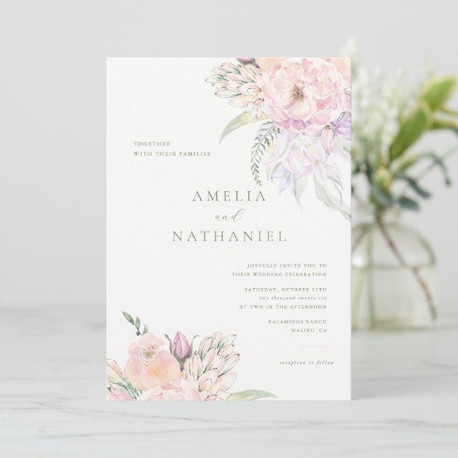 Pastel Garden Wedding Invitation (Standing Front)