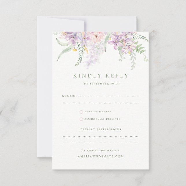 Pastel Garden Wedding RSVP Card (Front)