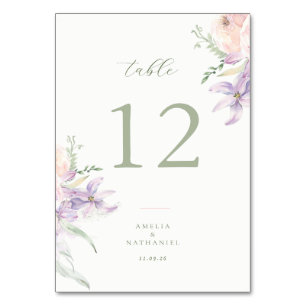 Pastel Garden Wedding Table Number