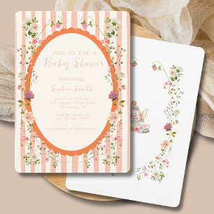 Pastel Garden Whimsical Wreath Baby Shower Invitation