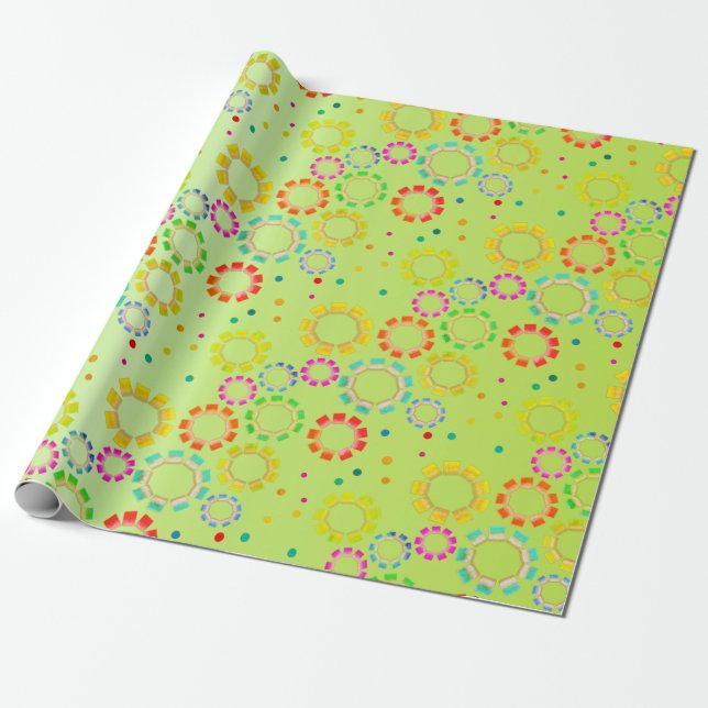 Pastel Gears Wrapping Paper (Unrolled)