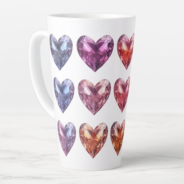Pastel Gemstone crystal hearts  Latte Mug (Left Angle)