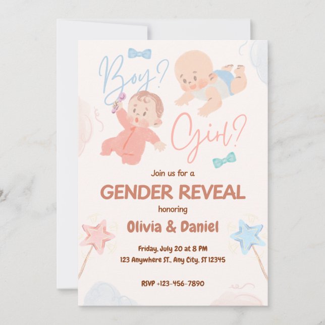 Pastel Gender Reveal Invitation (Front)