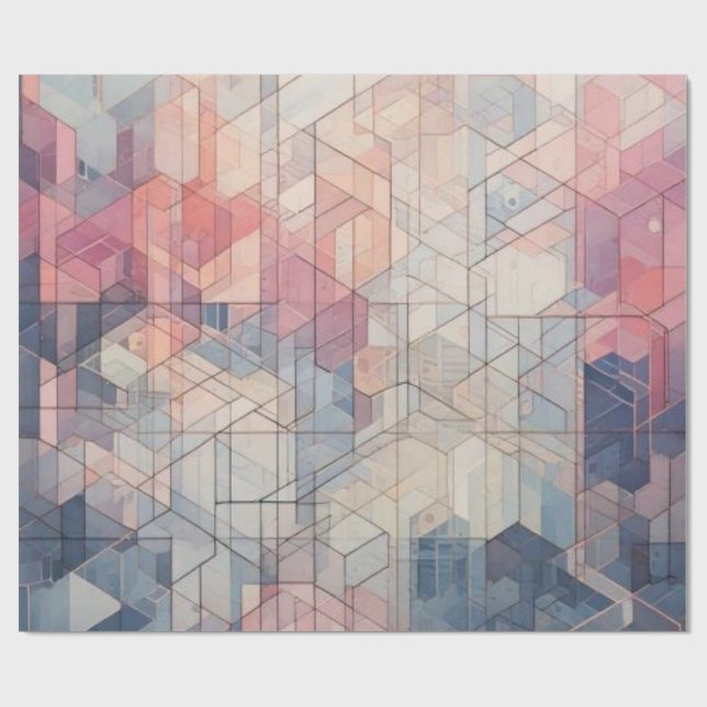 Pastel Geometric Dream – Modern Abstract Pattern  Wrapping Paper (Flat)