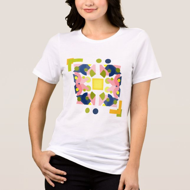 Pastel Geometric Framed Abstract Design with Dots Tri-Blend Shirt (Front)