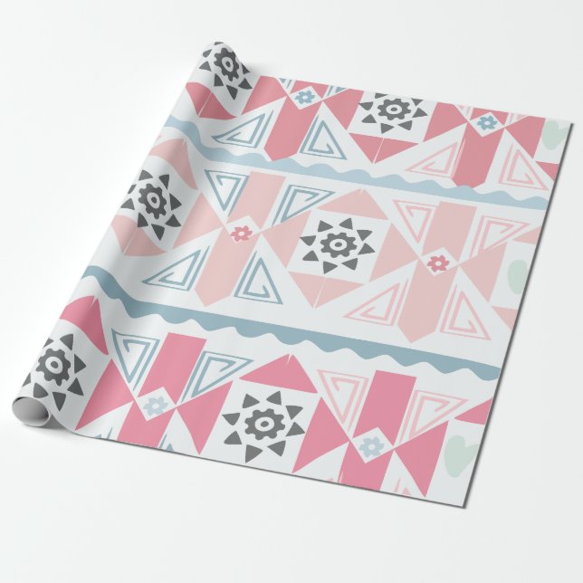 Pastel Geometric Gift Wrap (Unrolled)