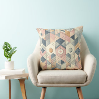 Pastel Geometric Harmony Pattern Cushion