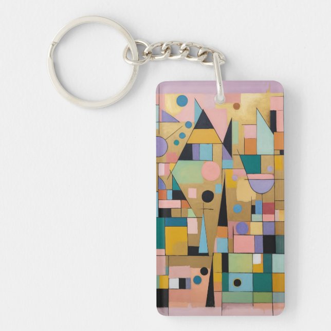 Pastel Geometric Metropolis Key Ring (Front)