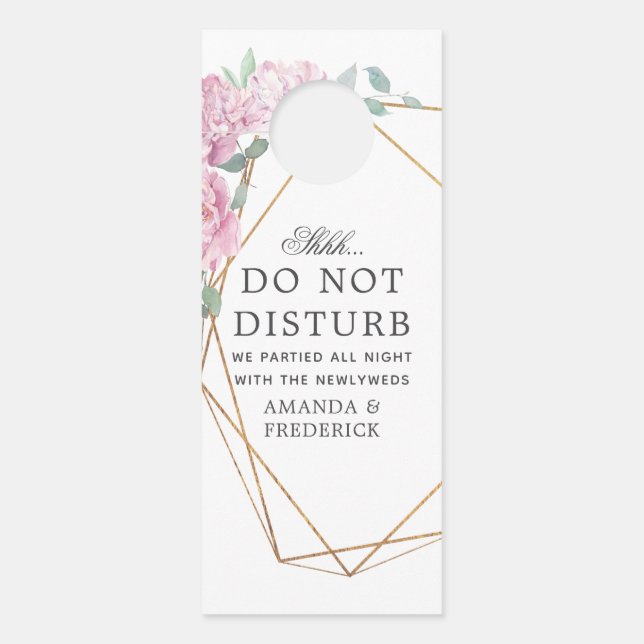 Pastel Geometric Peonies Floral Wedding Door Hanger (Front)