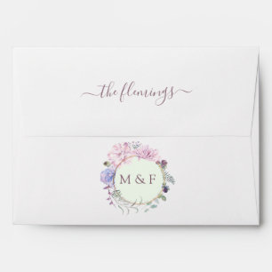 Pastel Geometric Peonies Floral Wedding Envelope