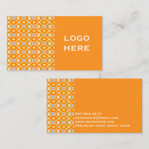 Pastel Geometric Pixel Pattern on Vibrant Orange  Business Card