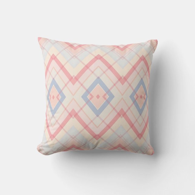Pastel Geometric Plaid Throw Pillow (Front)