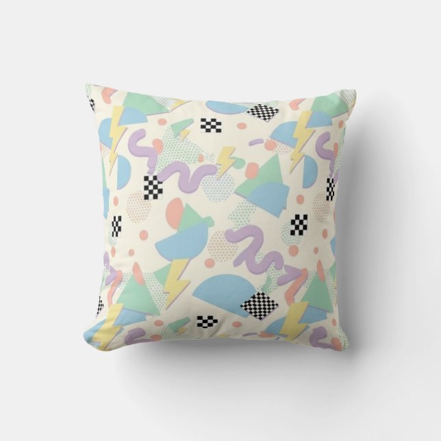 Pastel Geometric Shape Pattern Minimal Aesthetic Cushion (Front)