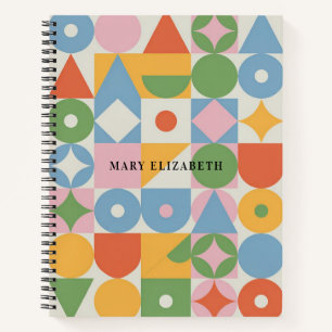Pastel Geometric Shapes Personalized Notebook